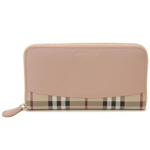 Burberry Haymarket Elmore Round Zip Long Wallet Pink